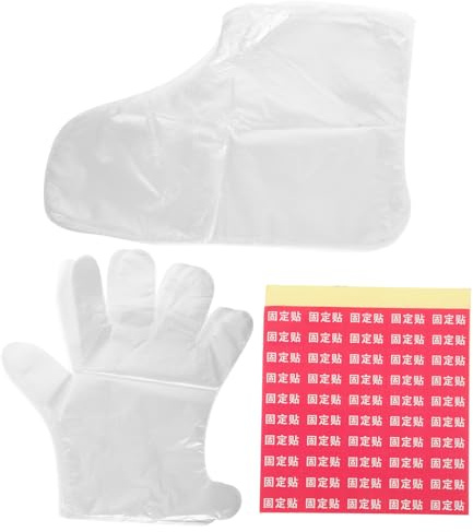 Baluue Praktische Feuchtigkeitshandschuhe und Tragbare Fußmasken aus Pe mit Feuchtigkeitsspendender Wirkung und Einweg Design für Spa und Reise Zufälliger Stil