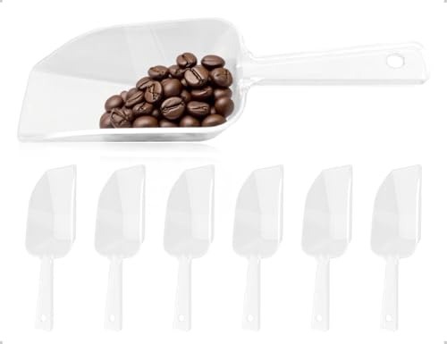 Emezddo 6 Stück Mehlschaufel,Transparenter Kunststoff Klein Küchenschaufel,verwendet für Hochzeiten,Parteien,Bar,Proteinpulver,Süßigkeiten,Eis,Kaffee und Tee