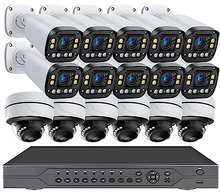 4K Poe Camera System Vedio Surveillance Cameras Kit 8MP Security Protection Cctv 16CH Nvr 2.8mm-12mm Motorized Lens(None,16CH 10 Bullet6 Dome)