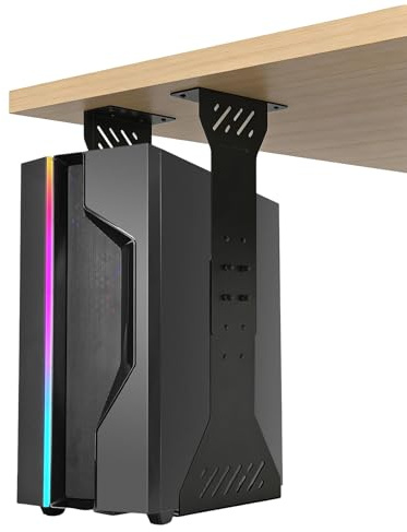 PC Halterung unter Schreibtisch Verstellbar,Schwerlast PC Tower Halterung | Halterung bis 35kg, Computer Gehäuse Halterung mit 12 weichen Schutzpolstern für Gaming & Büro,Werkzeuglose Montage