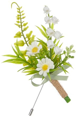baojielai Elegante weiße Seidenblume Ansteckblume für Bräutigam und Trauzeugen, perfekt für Hochzeiten und besondere Anlässe
