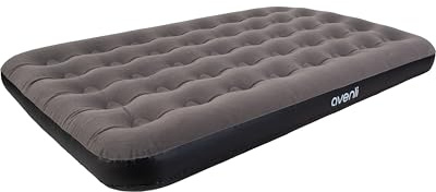 AVENLI Luftmatratze Camping Double-Size 191x137x22 cm, Gästebett 1–2 Personen, Coil-Beam, beflockt, bis 300 kg, grau/schwarz, ohne Pumpe