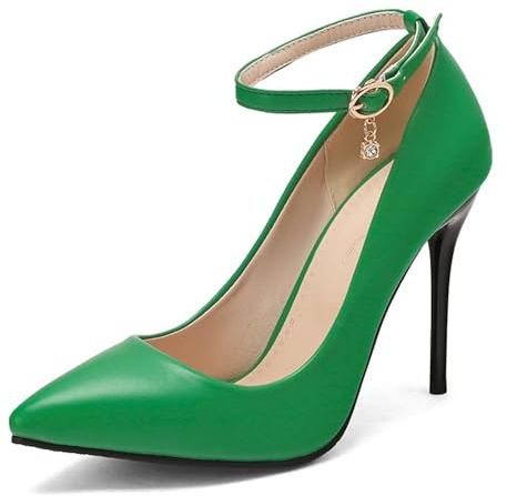 Wtharosa Tacones De Aguja Punta Afilada Mujer Pumps De Noche De Vestir Court Zapatos Slip On Elegantes Tacón Alto Formales para Fiesta De Boda Y Eventos De Cóctel,Verde,41 EU