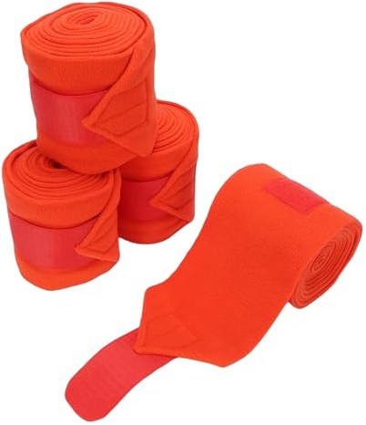 Agatige Fasce per Gambe da Cavallo da 4 Pezzi, comode Fasce per Cavalli in Morbido Pile Protezione per Le Gambe per l'uso Quotidiano in stalla e in Sella (Red)