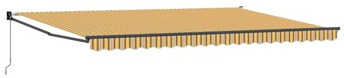 Tmriohed Tenda da sole retrattile da 500 x 300 cm, con braccio articolato per terrazza e giardino, tenda da sole manuale con robusto telaio in alluminio e tessuto in poliestere, design multicolore