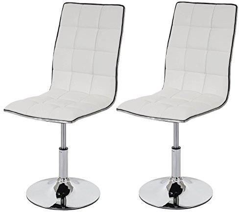 Mendler 2er-Set Esszimmerstuhl HWC-C41 Kunstleder FSC® - weiß | Stuhl, Küchenstuhl, höhenverstellbar drehbar
