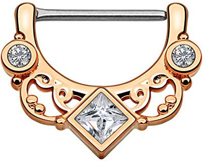Piercingfaktor Brustwarzenpiercing Intim Piercing Clicker Ring Tribal Kristall Quadrat