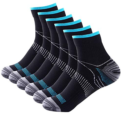 JOHNDA 6 Pairs Compression Socks for Men and Women, Plantar Fasciitis Arch Support Foot Relieve Pain Supports Heel