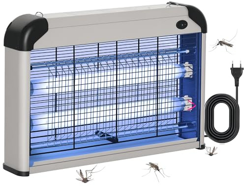 Outsunny Lampe Anti-Moustique, Tueur d'insectes électrique UV 20W, Tue-Mouche électrique, Efficace sur Une Surface de 60 m², piège à Moustique pour intérieur et extérieur, Noir