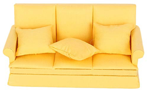 Mini Puppenhaus Sofa Maßstab 1:12 Puppen Haus Sessel Möbel Sofa Couch mit 3 Abnehmbaren Kissen Fit für Barbie Puppen Haus Mädchen Geburtstagsgeschenk