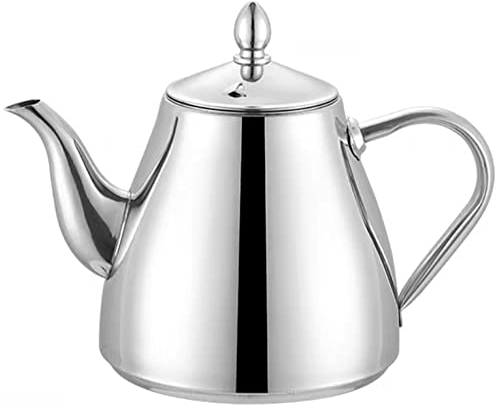 SANQIAHOME Stainless Steel Teapot Coffee Servers 42oz(1.2 litres) 4-5 Cups，Easy Pour Silver Tea Pot