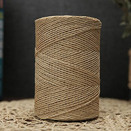 LINLN 500 g/Rollo de Hilo de Rafia Mano de Ganchillo de Papel de Paja Cuerda de Hilo de Tejer Grueso para Material de Sombrero de Verano Hecho a Mano