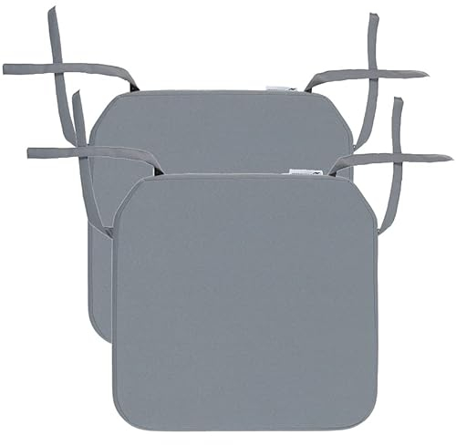 Cojines Para Sillas de Exterior - Cojines de Asiento Impermeables - Resistentes al Agua - Para Interior y Exterior, Jardín, Cocina, Comedor, Patio y Oficina - 2 Cojines de Asiento - GRIS - 40x40x5cm