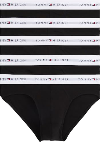 Tommy Hilfiger Slip Uomo Confezione da 5 Cotone Elasticizzato, Multicolore (Black/Black/Black/Black/Black), M
