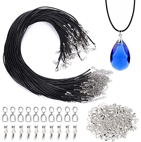 50 Pezzi Cordoncino Per Collane Cerato 50 Pezzi Connettori per Ciondoli Cordino per Ccollane Cerato Filo per Fai da Te Creazione Collane Braccialetti Perline Accessori Gioielli