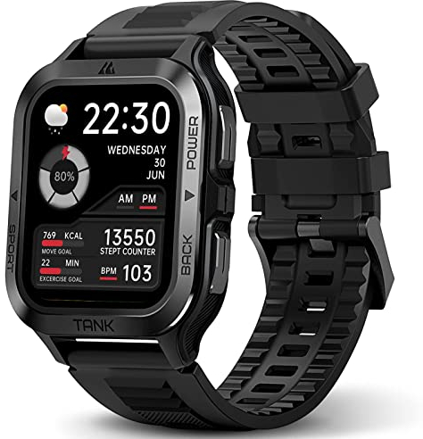 KOSPET Smartwatch Uomo, 60 Giorni di Batteria Extra-Lunga, Smart Watch Militare Robusto, 50M Impermeabile, Bluetooth (Risposta/Chiamate), 1.85 HD Display, AI Voice/24H Sleep Monitor (Nero)