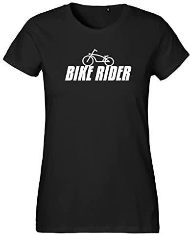 Huuraa Frauen T-Shirt Bike Rider Fahrrad Geschenk Größe M Black Bio Baumwolle Fairtrade Bike Rider Geschenkidee