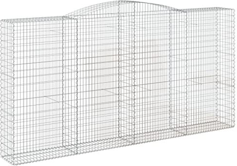 vidaXL 7X Arched Gabion Basket Cage Mesh Wire Stone Basket Outdoor Spiral Retaining Wall Planter Gardens 400x50x200/220 cm Galvanised Iron