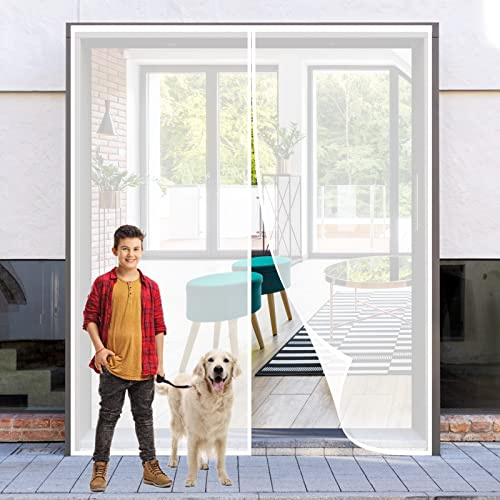 Magnetic Insect Screen 175 x 215 cm, Magnetic Fly Net, Magnetic Insect Door Screen, Noiseless Closure for Patio Door, Sliding Door, Double Door, French Door, White