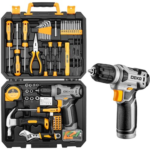 Tool Kit: DEKO Drill Set with Cordless Drill, Tool Kit Set Box, DIY Hand Tools for Men and Home, with 8V Electric Drills,126 Piece