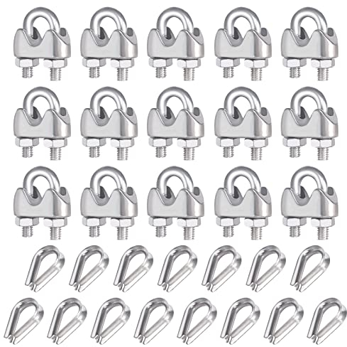 15 morsetti per fune da 6 mm, in acciaio inox M6, morsetto per fune metallica da 6 mm, morsetto per fune metallica da 6 mm, morsetto per fune metallica