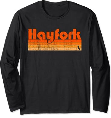 Hayfork, California Retro 80s Style Long Sleeve T-Shirt
