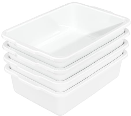 Quickquick 35 L Plastic Commercial Bus Tubs, Large Restaurant Plastic Bus Tub Box, 4 Packs