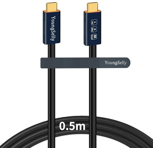 YoungSelly Câble USB C mâle vers mâle de 5 m, compatible avec Thunderbolt 4/3, USB 4/3, prend en charge la charge rapide de 240 W (48 V/5 A max), transfert de données 40 Gbit/s, affichage 8K et double