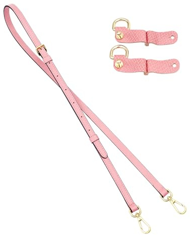 Senral Echtes Leder Rose Schulterriemen Trageriemen Handtaschengurt Ersatz L.ong C.hamp Le Pliage Pouches Conversion Kit Crossbody Schultergurt mit Silberner Schnalle (Pink+Silver Hw)