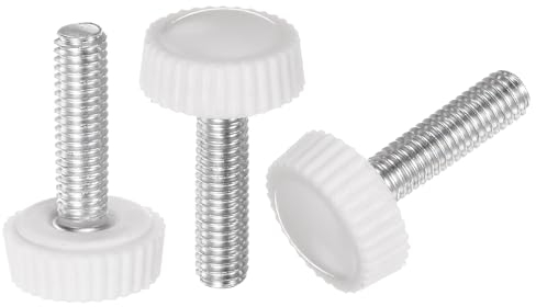 QUARKZMAN 20pz M5 x 20mm Maschio Filettatura Manopole Zigrinate Vite Pollice Serraggio Manopole Impugnatura Plastica Maniglia Mano Manopole con Perno Filettato Bianco