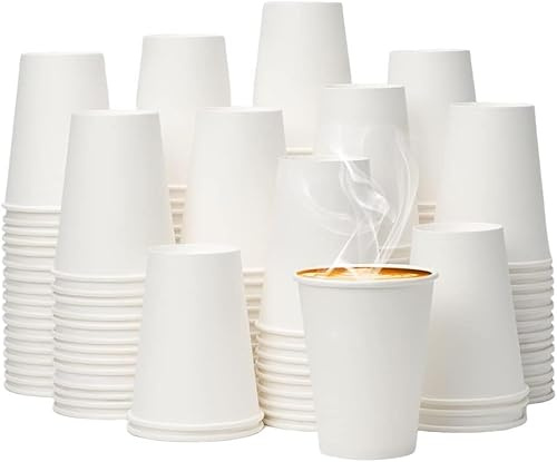 Silver Star Single Wall White Paper Cups (500, 12 oz)- Leak Proof- Eco-Friendly Biodegradable Disposable Coffee Cups for Hot Drinks, Office, Party