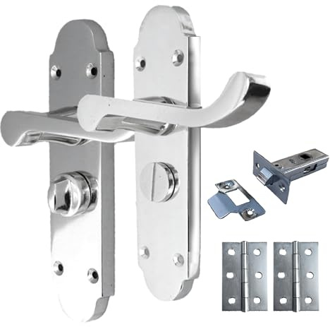 Haven Heritage Door Handles Internal Sets - Chrome Door Handles Internal, Door Handle Sets - Bathroom Door Handles, Internal Door Handles Set, Epsom Scroll Door Handle Privacy - Chrome