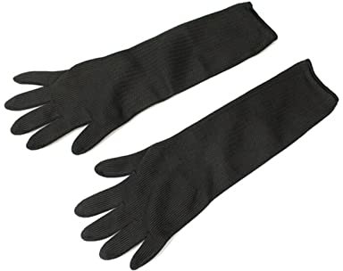 JOLIANE 1 Paar Schnittfeste Arbeitshandschuhe Edelstahldraht Schnittschutzhandschuhe Armstulpen for Metzger Angeln Garten Händeschutz Sicherheitsarbeitshandschuh - Arbeitshandschuhe(Black Long)