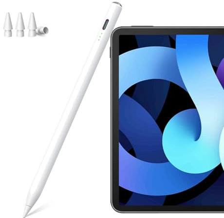 Penna per Apple iPad (2018-2024),Stylus Pencil con Sensibile all'inclinazione & Rigetto del Palmo，13 Minuti di Ricarica Rapida，Compatibile con iPad 10/9/8/7/6, iPad Pro 12.9/11/Air 5/4/3/Mini 6/5