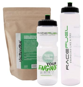 RaceFuel DIY-Energy Gel Bike-Kit zum Selbermachen für 84x32ml High-Performance Liquid Gel inkl. Rezeptrechner, 1kg Maltodextrin, 1L Sport Trinkflasche & 750ml Radflasche