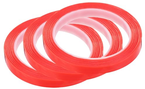 sourcing map Lot de 3 rubans adhésifs double face pour réparation d'écran LCD de téléphone portable, tablette, ordinateur portable, 10 mm x 10 m, rouge transparent