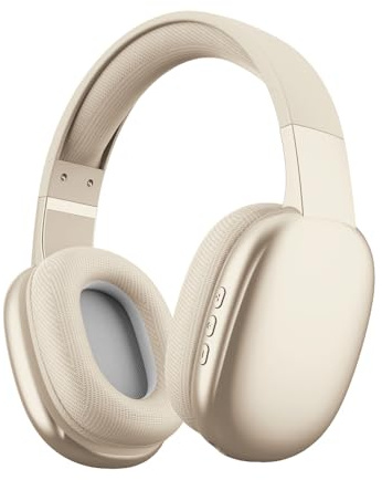 Gabba Goods Wireless Over Ear Bluetooth Headphones with Microphone - Wireless Headset -Noise Reduction - Bluetooth, Wired,Built in Micro SD for Travel, Home, Work TV,PC,Gaming,Cellphone (Beige)