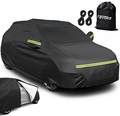 Favoto SUV Car Cover Waterproof - Custom Fit for Volkswagen Tiguan (2017-2024) All Weather for Automobiles Outdoor with Reflective Stripe Snow Sun Dust UV Protection Full Exterior Cover