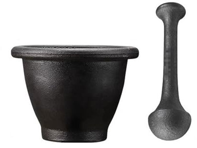 OZMDXKJ Presse-Ail Manuel Pot Médicaments, Broyeur Mortier Ménager Mortier Ail Fonte L'ancienne Petit Mortier Cuisine et Pilon pour Guacamole, épices, Ail, Cuisine,L,A