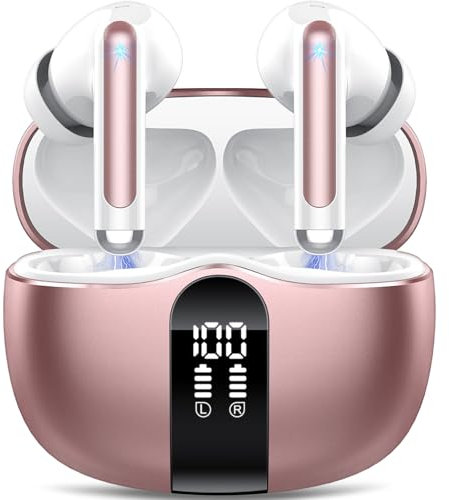 Ecouteurs Bluetooth sans Fil, Écouteurs Bluetooth 5.3 Oreillette Basses Immersives avec 4 ENC Mic, Casque sans Fil 40H avec Écran LED, Charge Rapide, IP7 Étanche, Contrôle Tactile.