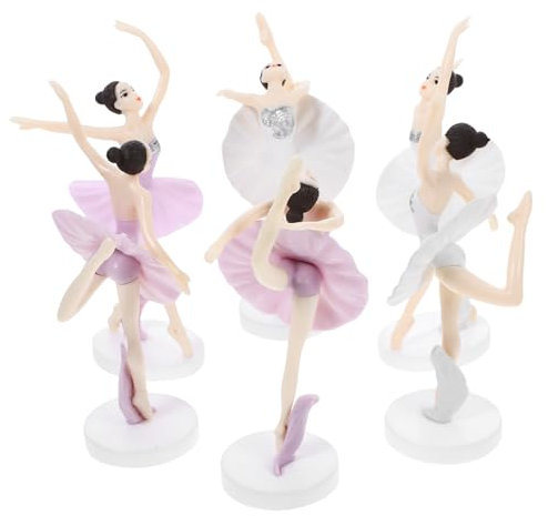 DRESSOOS 6 Stück Tanzendes Ballett Mädchen Party Dekoration Prinzessinnen Puppen Ballett Mädchen Statuen Bezauberndes Kunsthandwerk Ballett Figuren Schwan Cupcake Kuchen
