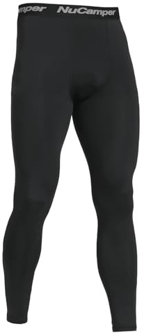 NuCamper Men's Running Leggings,Compression Trousers Base Layer Sports Tights Leggings,Quick Dry Athletic Workout Fitness Basketball Gym Thermal Tight Pants Black
