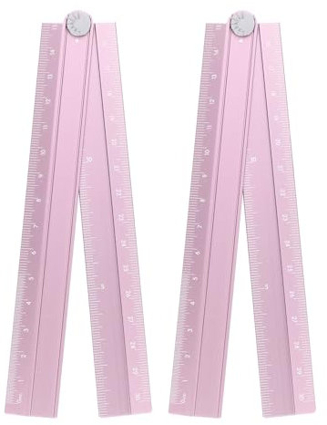 QUARKZMAN 2pz Righello Pieghevole 30cm Metrico in Lega di Alluminio Goniometro Righello Angolare Pieghevole Strumento Misurazione Geometrico con Riga Angolare per Architetti Artisti, Rosa