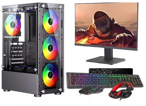 ASC Intel Core i7 Gaming Bundle • GT730 2GB Graphics Card • 16GB RAM • 256GB SSD+1TB HDD • 500W 80+ PSU • Black 6 Fan RGB Gaming Case • WIFI • Windows 11 • 22 Monitor Bundle