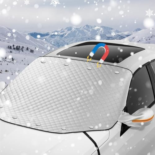 Cubierta de parabrisas de invierno con imán y cordón de fijación, cubierta de parabrisas plegable para invierno, cubierta de parabrisas plegable para proteger contra nieve, hielo, hielo, polvo, sol
