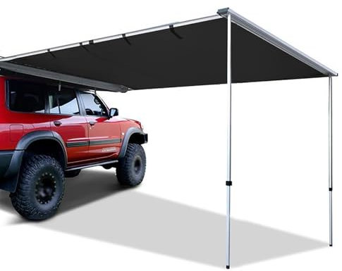 WXXSHGDW Toldo Lateral para Coche Toldo Caravana, Tela Oxford 420D Resistente al Desgarro, Resistente al Agua y al Sol, PU2000mm UPF50+, Varilla de Soporte de Aleación de Aluminio Ajustable en Altura(