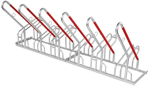 SCHULTE Regalwelt Fahrradparkständer E-Bike, für 6 Stellplätze, ca. 210x82x93 cm (LxHxB), modular, verzinkt, Anlehnparker