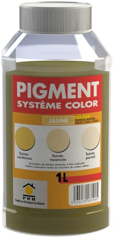 Pigment Concentré 1L Jaune - Coloration Intense et Durable pour Mortier, Enduits, Plâtre, Joints - Usage Intérieur/Extérieur