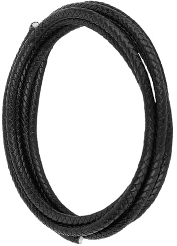 CALFOVERA 2.19 iarda di Cordino in Vera Pelle Intrecciata per La Creazione di Gioielli 6mm di Tondo in Vera Pelle Nera Intrecciata Cordoncino per Cravatta Bolo Cordoncino Piegato per La Creazione