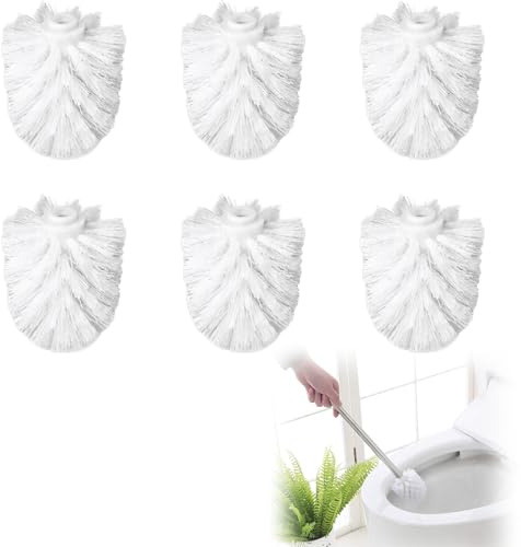 WC Bürstenkopf für Klobürsten, Klobürste Ersatzbürstenkopf, Toilettenbürste, Bürstenkopf Ø 8 cm aus Kunststoff, für Austauschklobürstenköpfe - 6 Stück Weiß